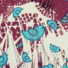 Blue Birds, Plum  Screen Print